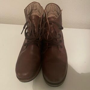 Brown leather boots